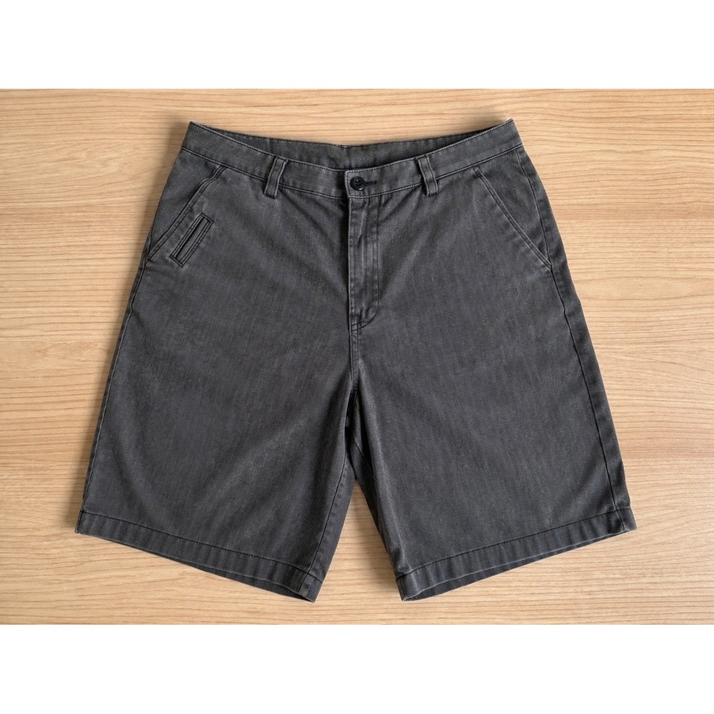 Burnside Men's Gray Herringbone Shorts Size 36 Casual Chino Flat Front (087)